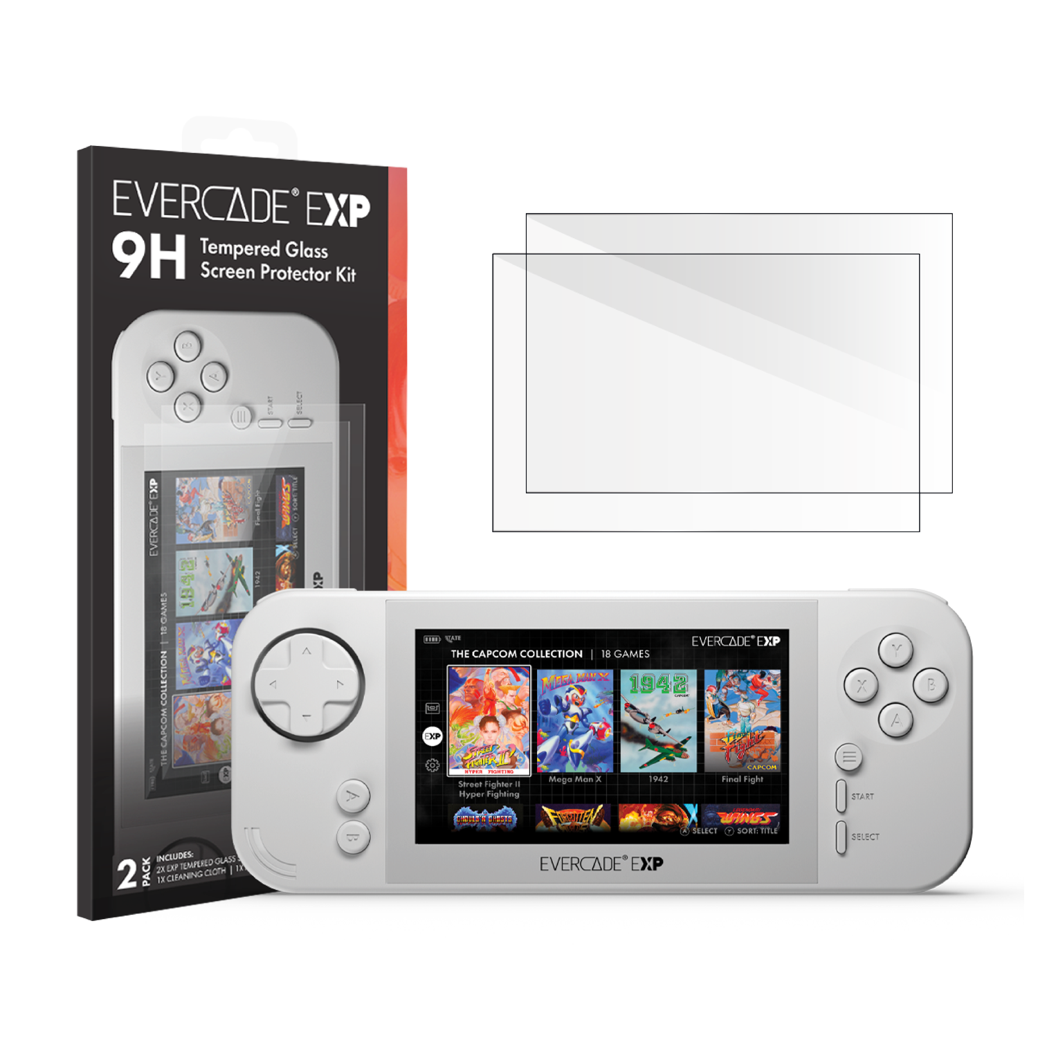 Evercade EXP Tempered Glass Screen Protector Kit