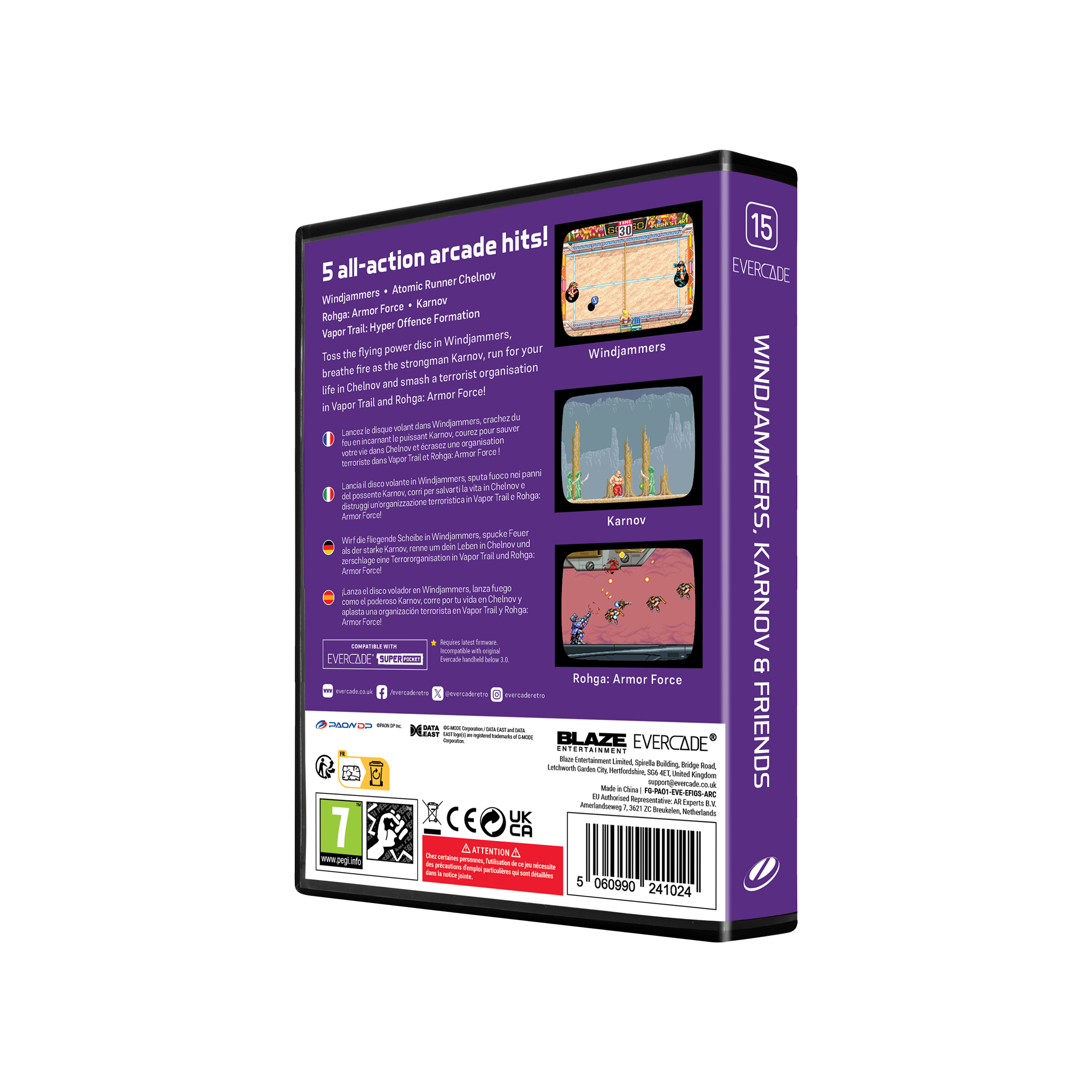 #15 Windjammers, Karnov and Friends - Evercade Cartridge